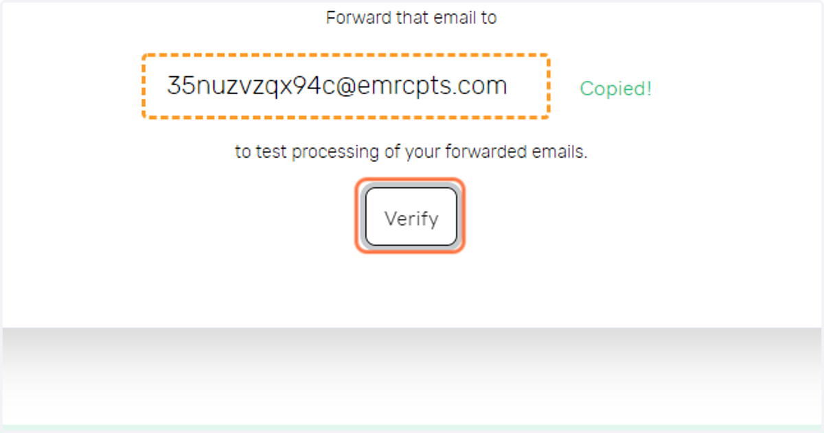 Go back to emailreceipts.io and click on Verify to verify that the email receipt has been processed