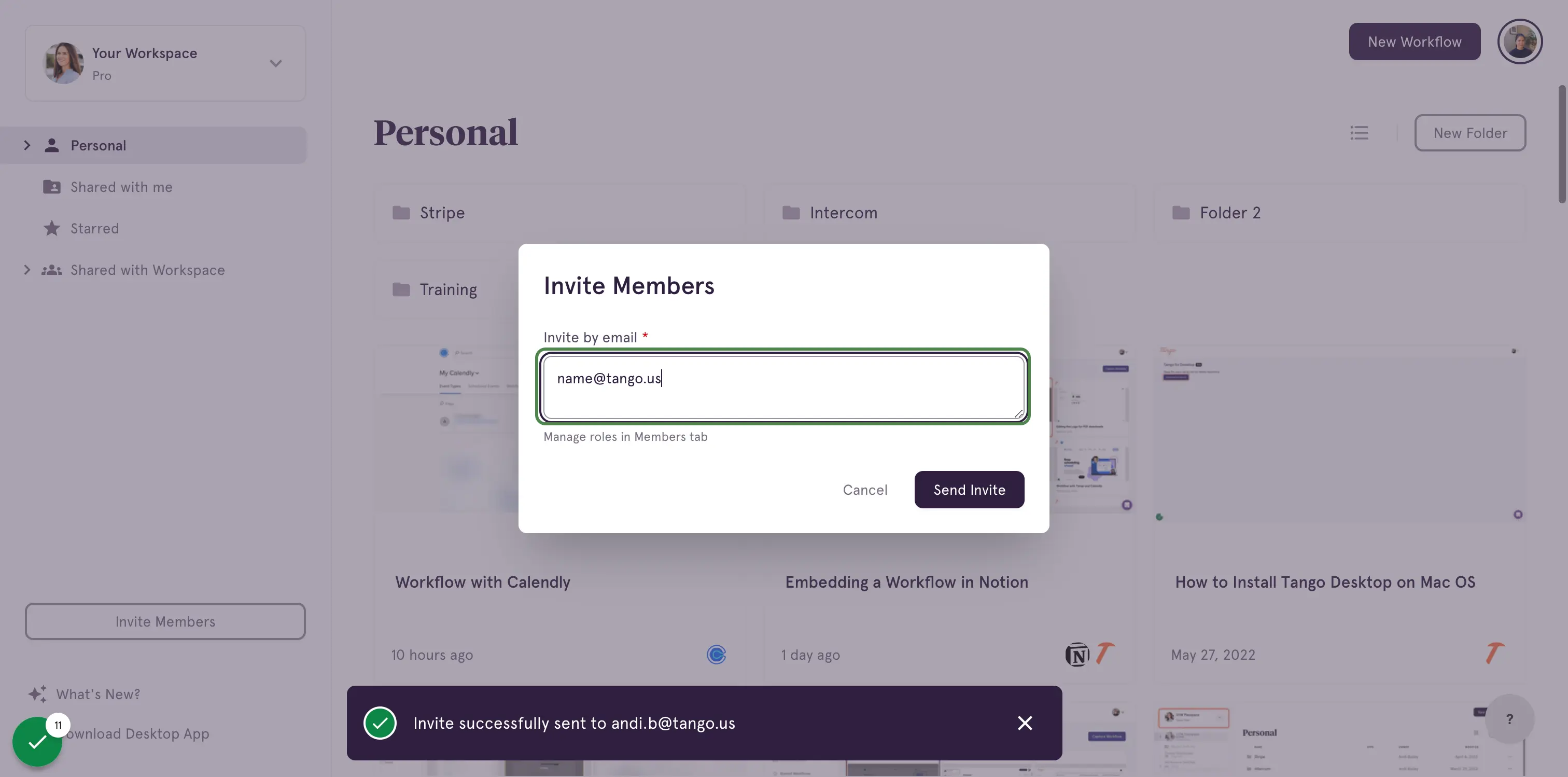 Type the email address of the user you want to invite.
