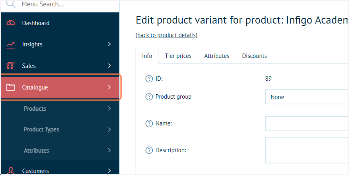 Click on Catalogue
