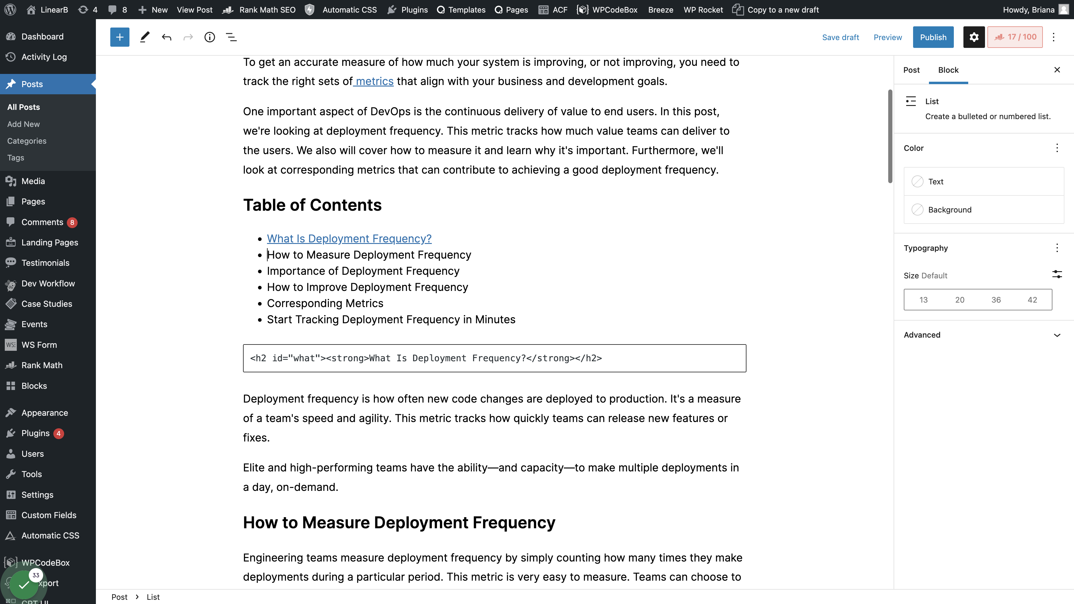 Repeat Above Steps for Every H2 in the Table of Contents List