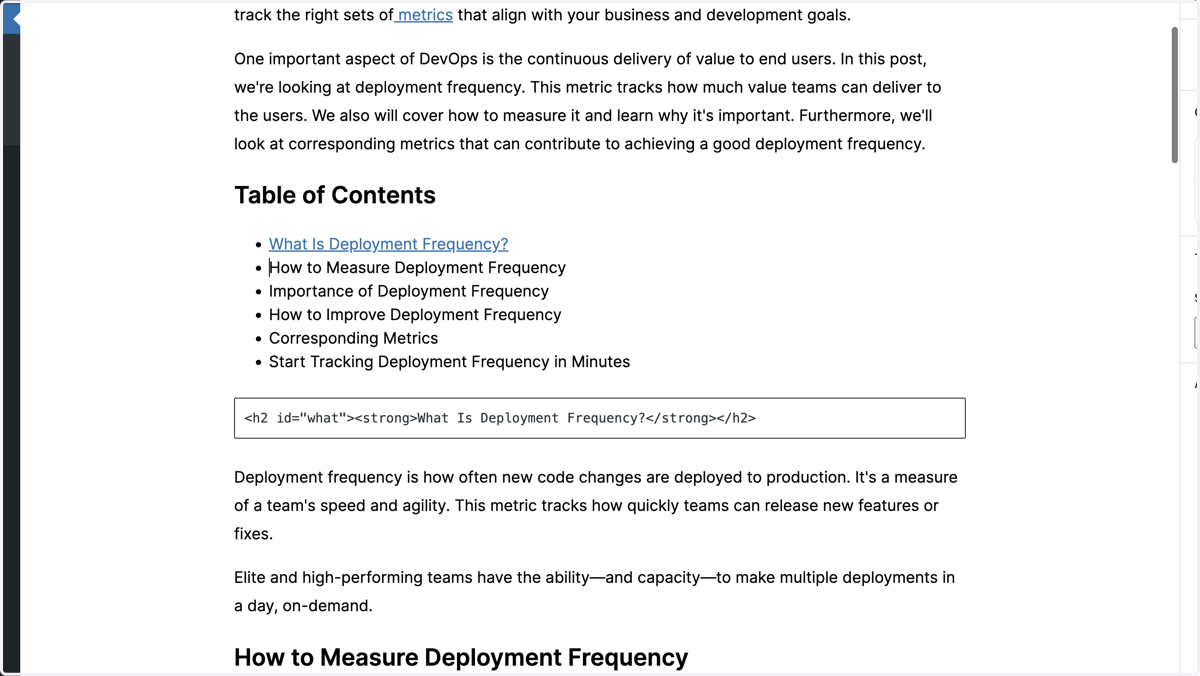 Repeat Above Steps for Every H2 in the Table of Contents List