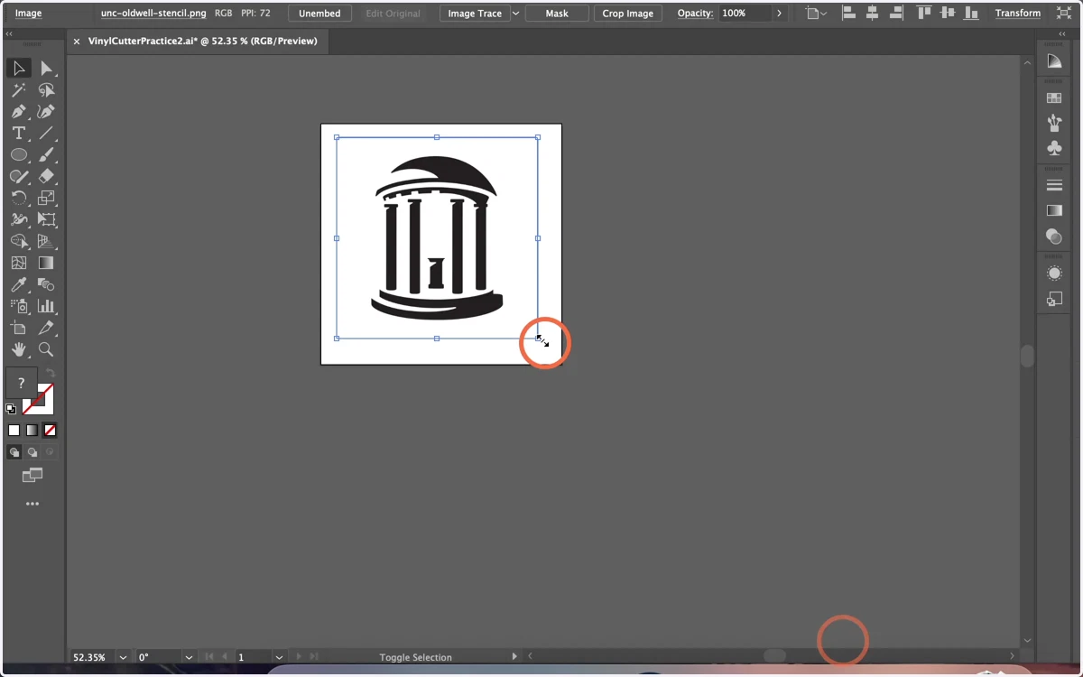 Hold Shift and drag the corners to resize your image