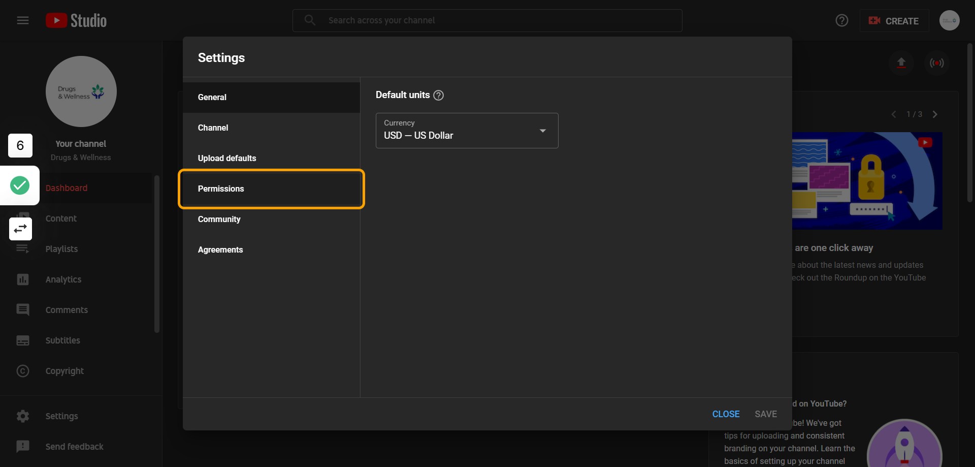 Click on Permissions