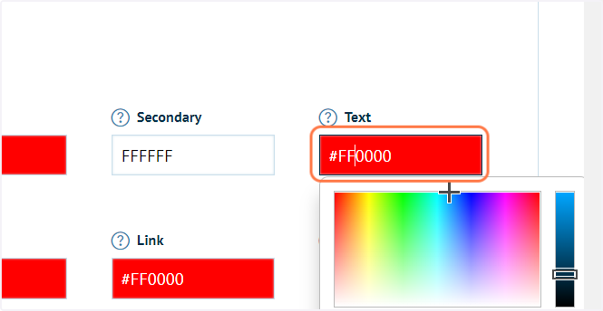 Define your text colour with a hex value or using the colour picker