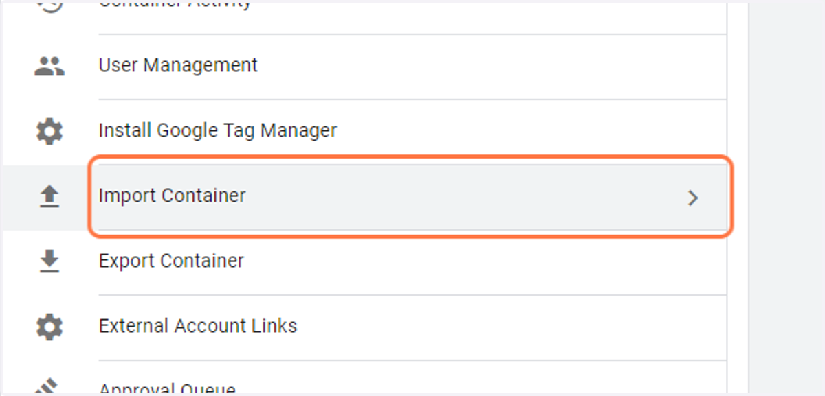 Click on Import Container