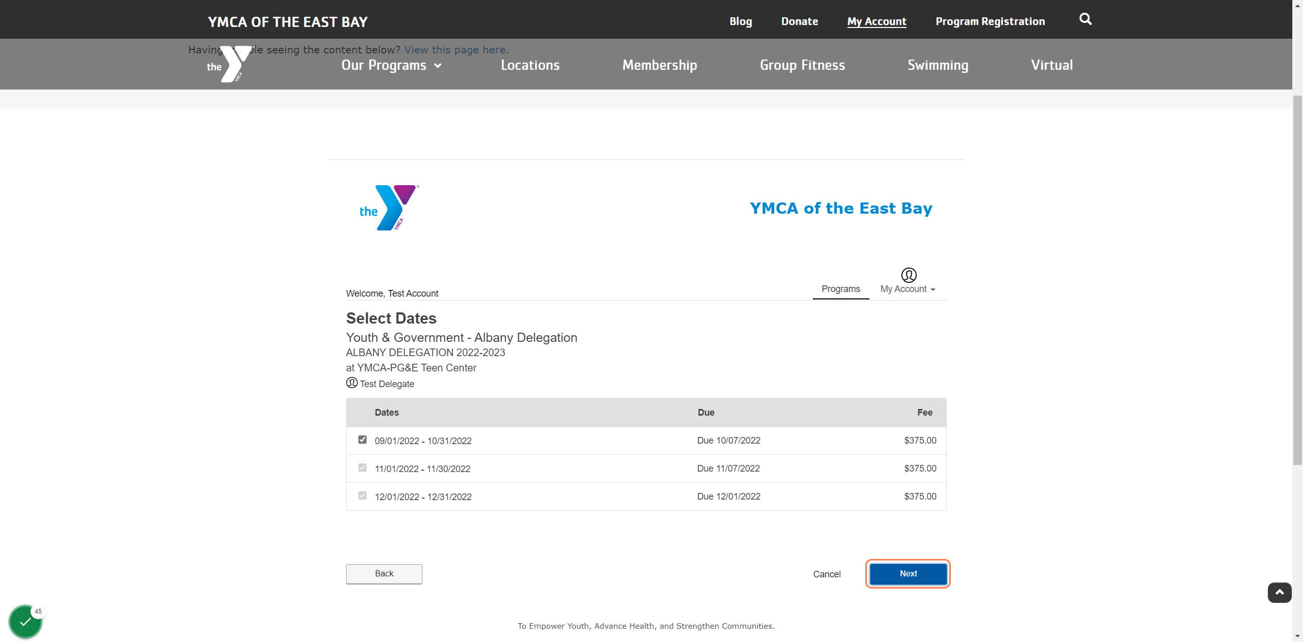 Check the dates for payment plan. DO NOT unselect any dates.
