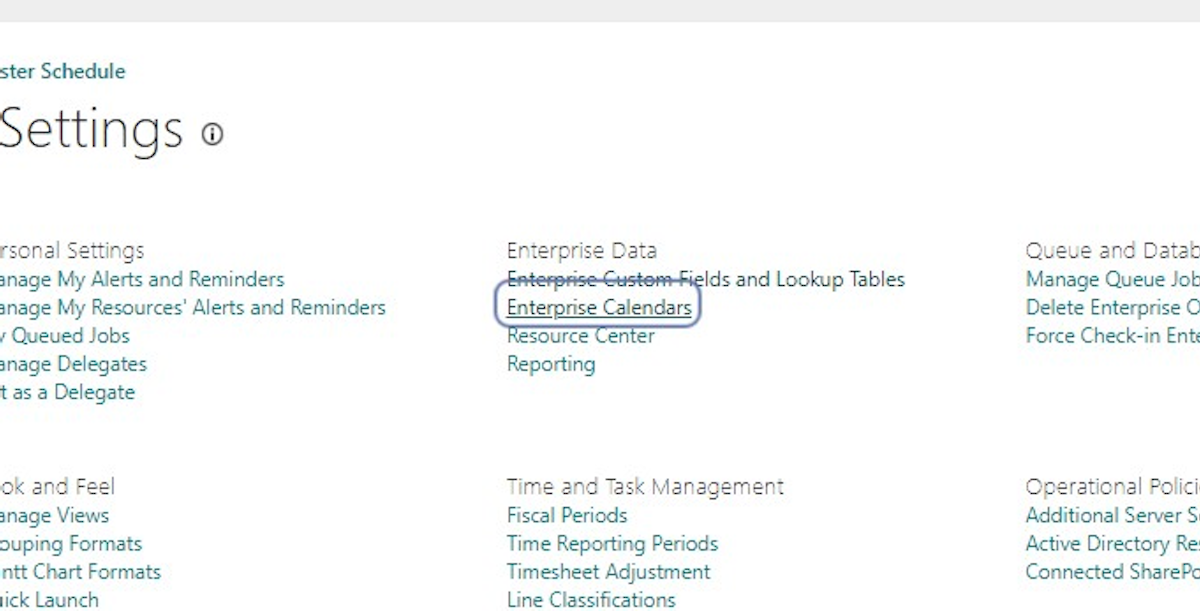 Click on Enterprise Calendars