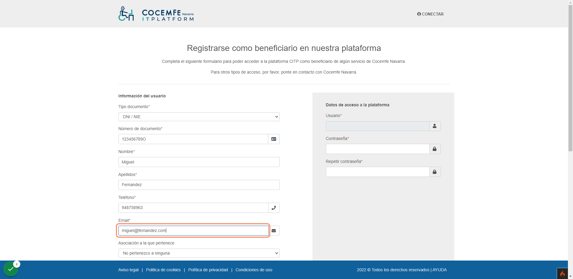 Introduce tu email - el sistema te enviará un correo de verificación
