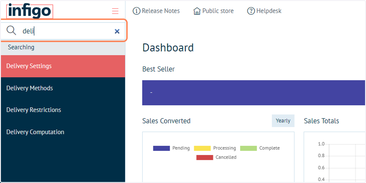 Navigate to the Delivery Settings on your storefront back-end