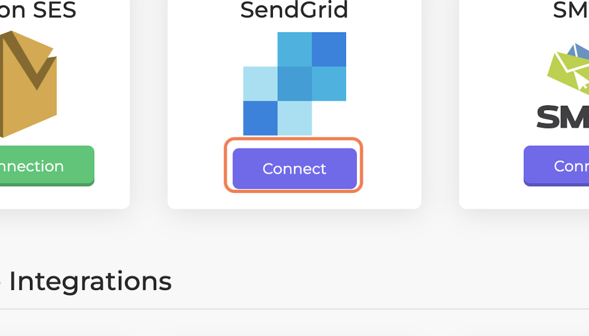 Go to SendGrid and click on Connect