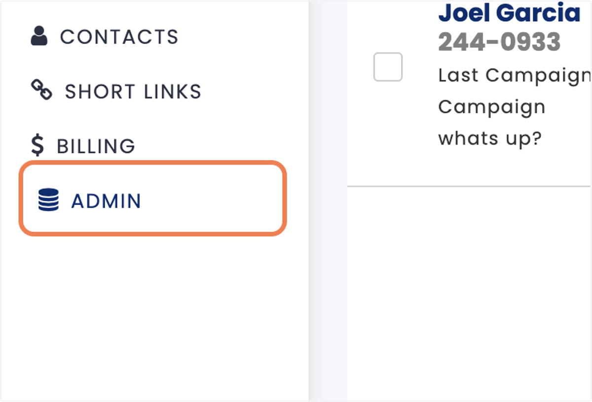 Click on ADMIN