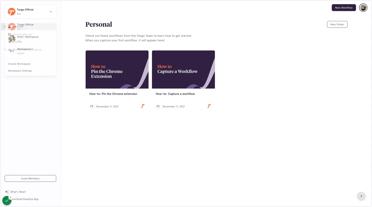You will automatically be taken to your Personal Library in that Workspace