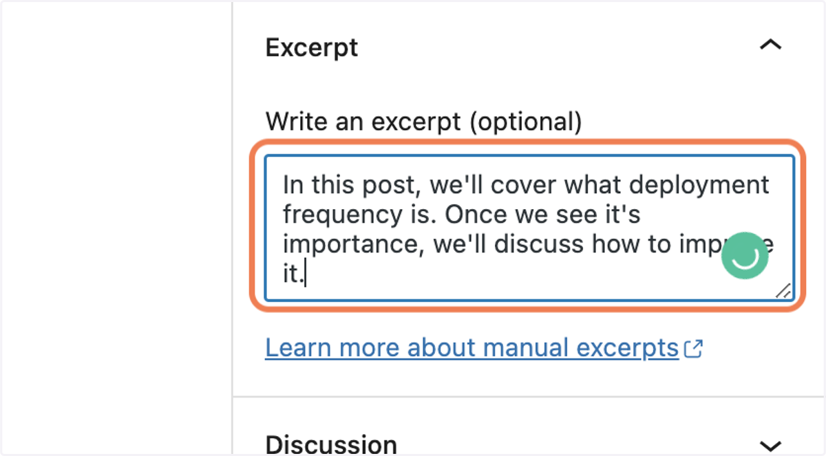 Update Any Changes Made to the Meta Description in the Excerpt