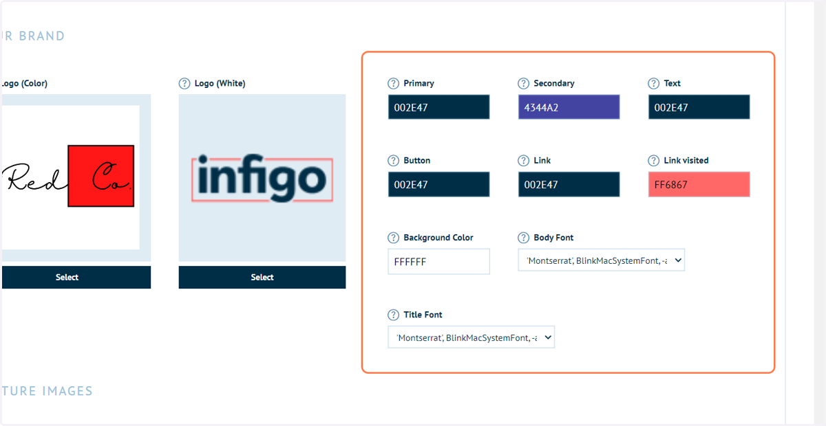 The main colour and font settings are controlled in the Manage Theme window