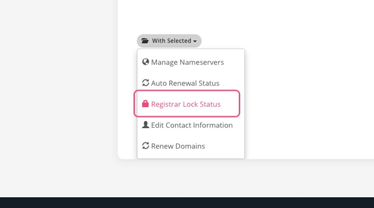 Click on 'Registrar Lock Status'