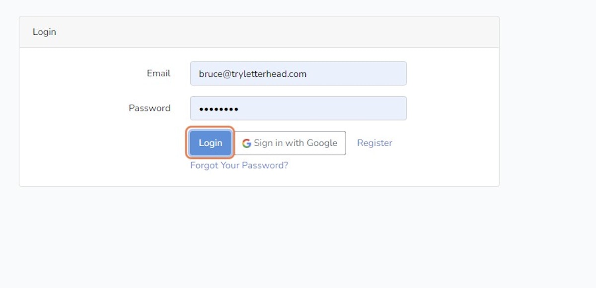 Enter your account information and click Login or use Google Sign in.