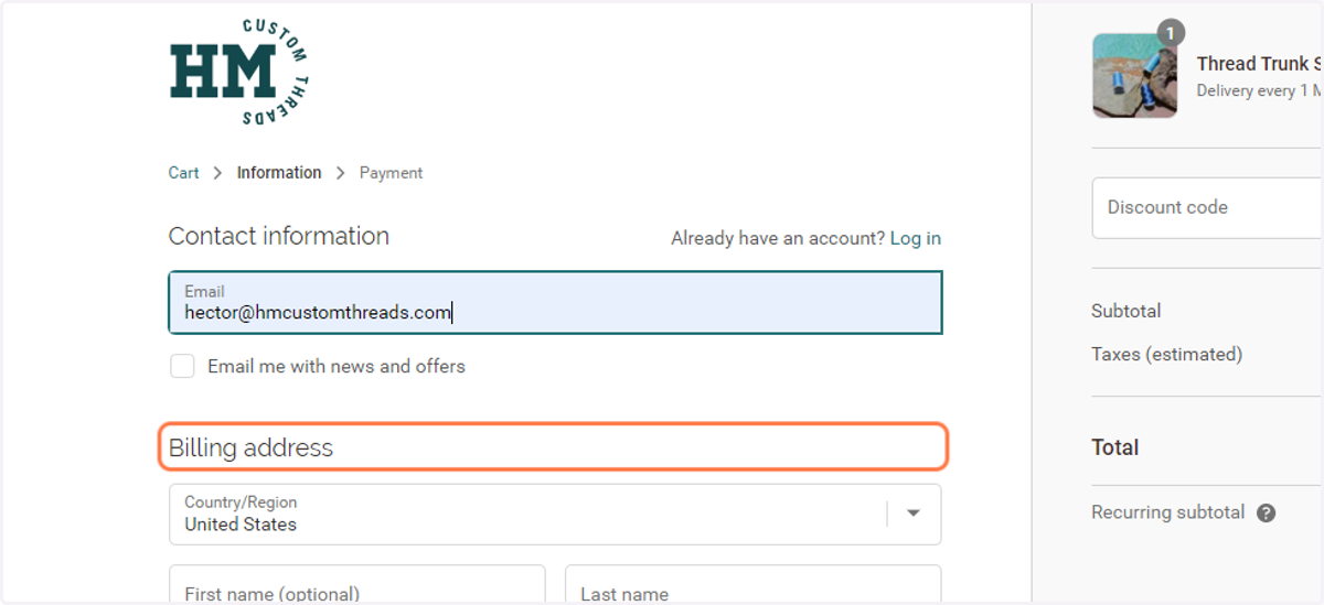 Enter Contact Information