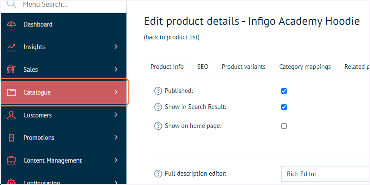 Click on Catalogue