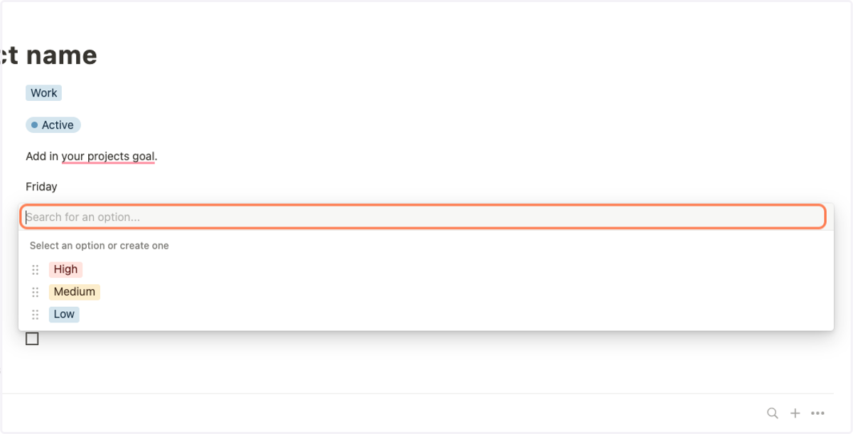 Set the priority of the project