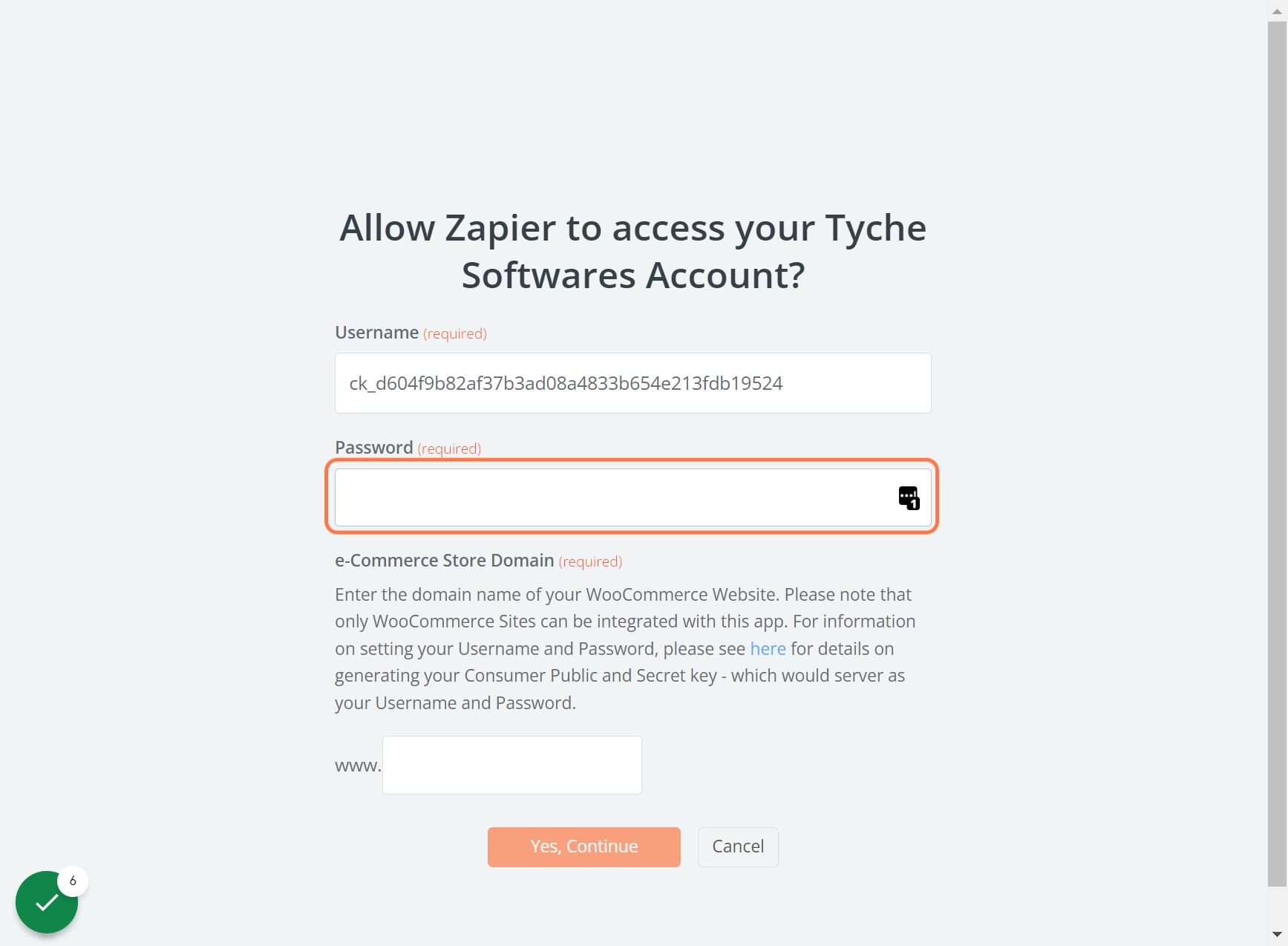 Enter Password - Use Consumer Secret