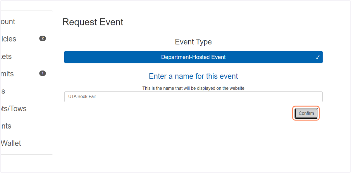 Enter an Event Name