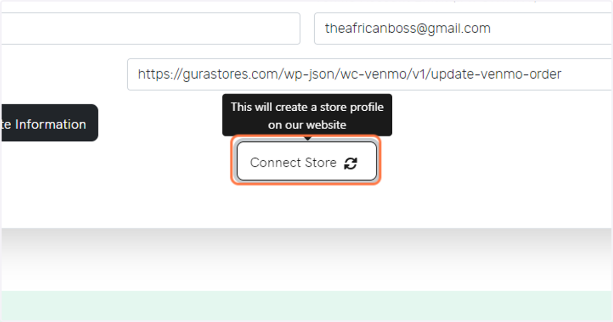 Click on Connect Store once all information has been entered correctly