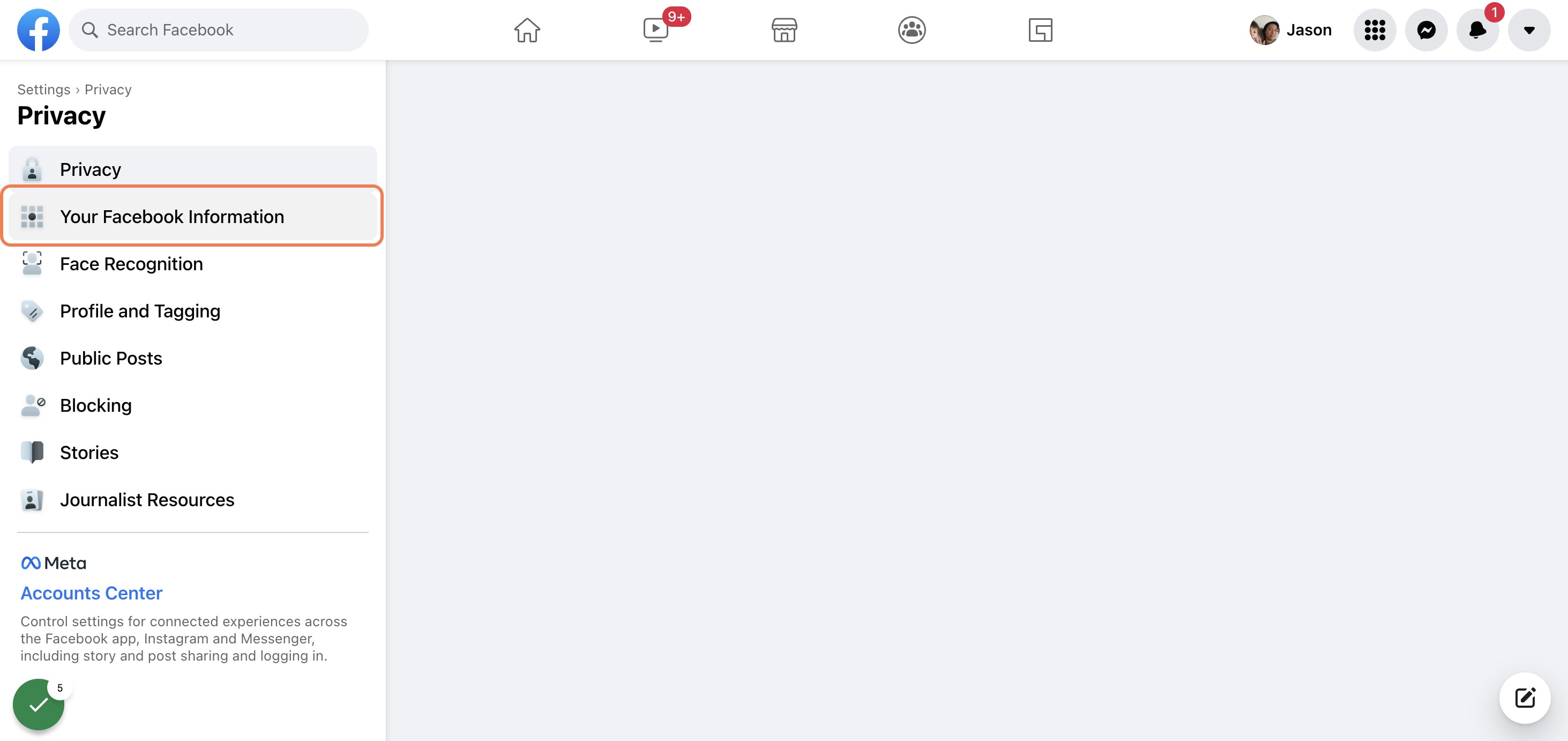 Click on Your Facebook Information