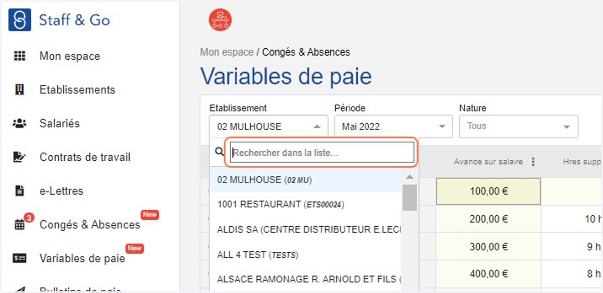 Vous pouvez changer d'établissement