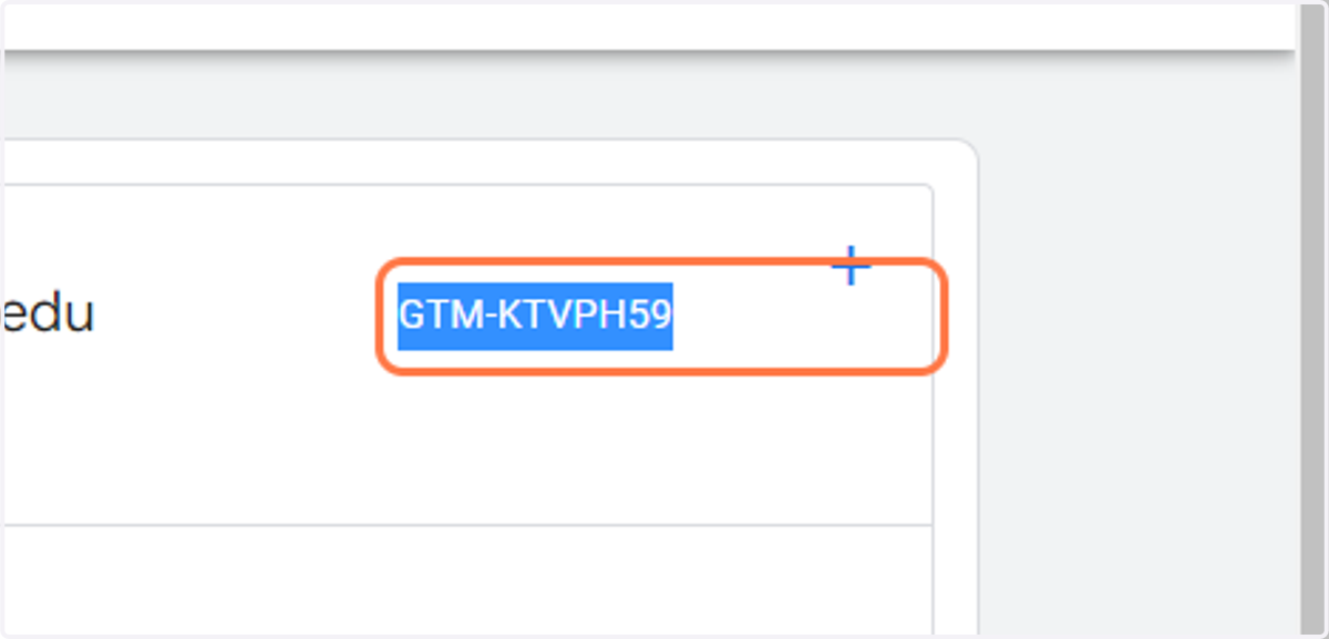 Copy the container's GTM ID number and make note of it