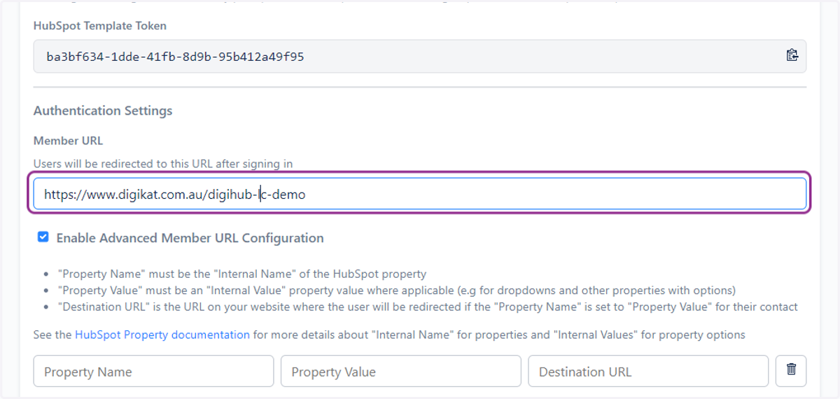 Setup your own redirected URL in HubSpot Website Pages/Landing Pages after signing in
