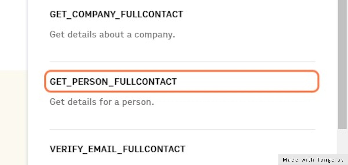 Click on GET_PERSON_FULLCONTACT