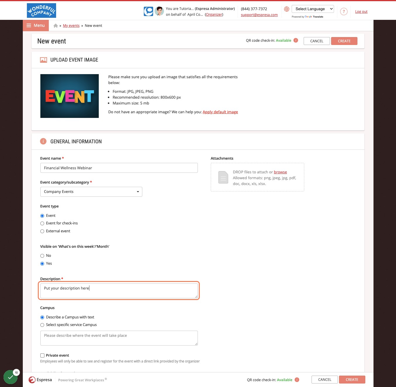 Provide an Event Description
