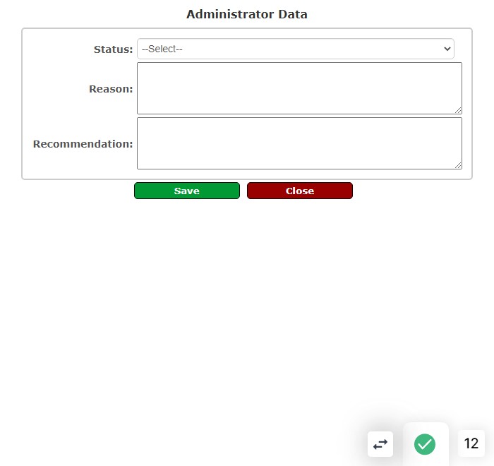 Fill in all the details required in the pop out Administrator Data form