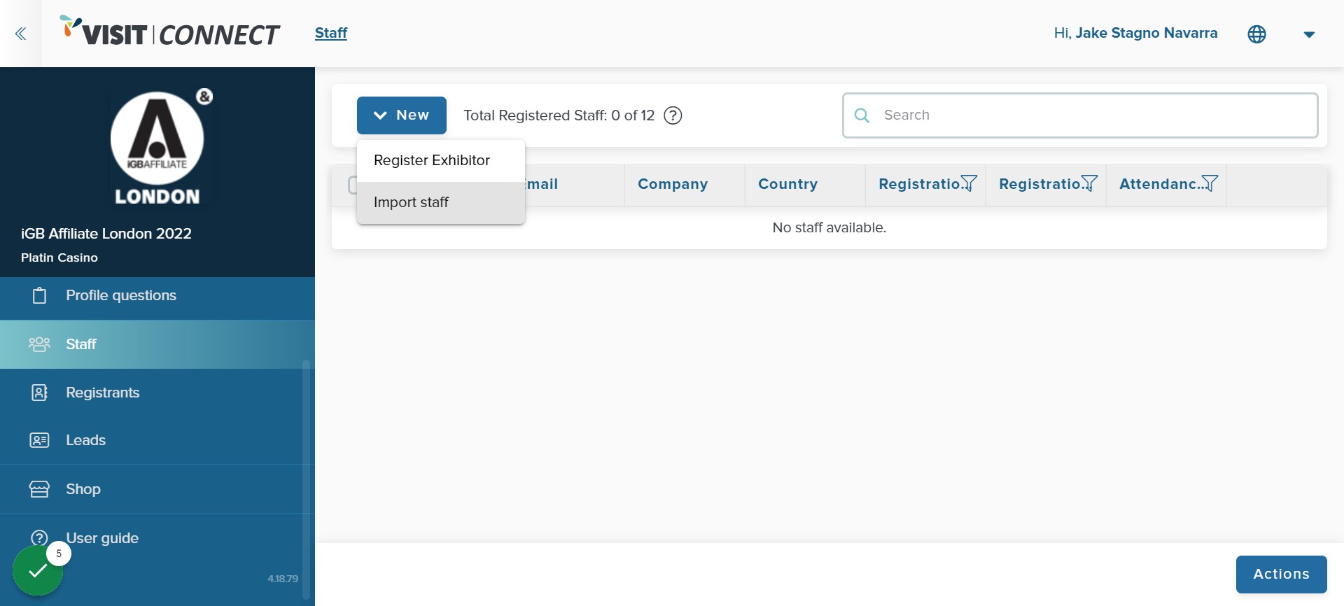 Click on Import staff