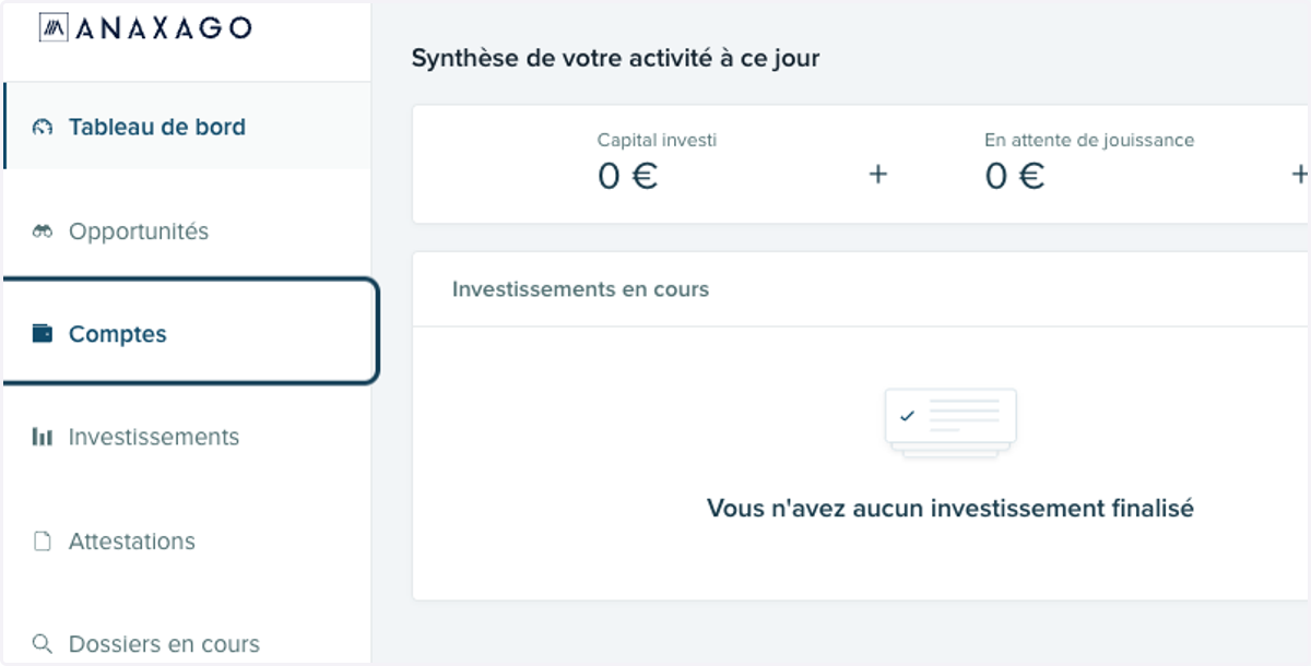Cliquer sur l'onglet "Comptes".