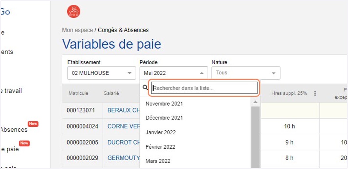Vous pouvez changer la période