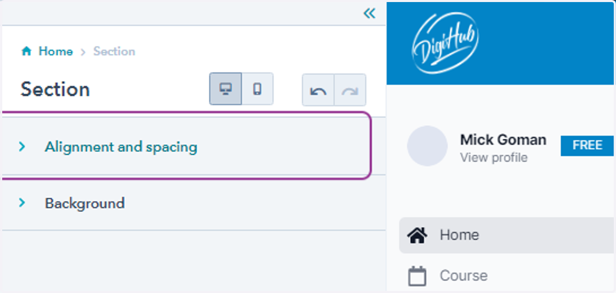 Click on Alignment and spacing