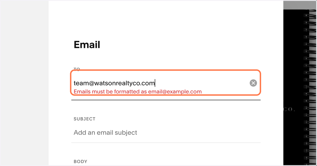 Type you would like the request to go to (Example: "team@watsonrealtyco.com")