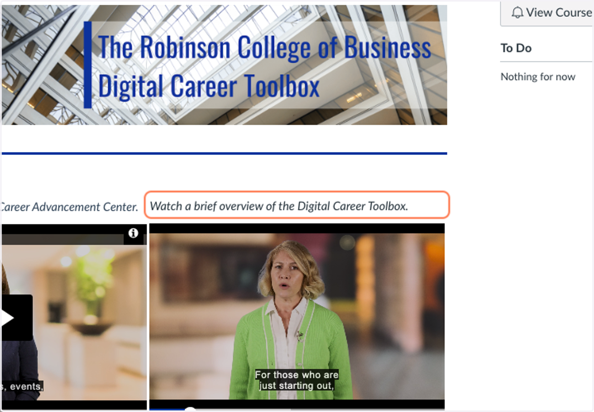 Homepage with overview videos of how to use the Digital Career Toolbox resource