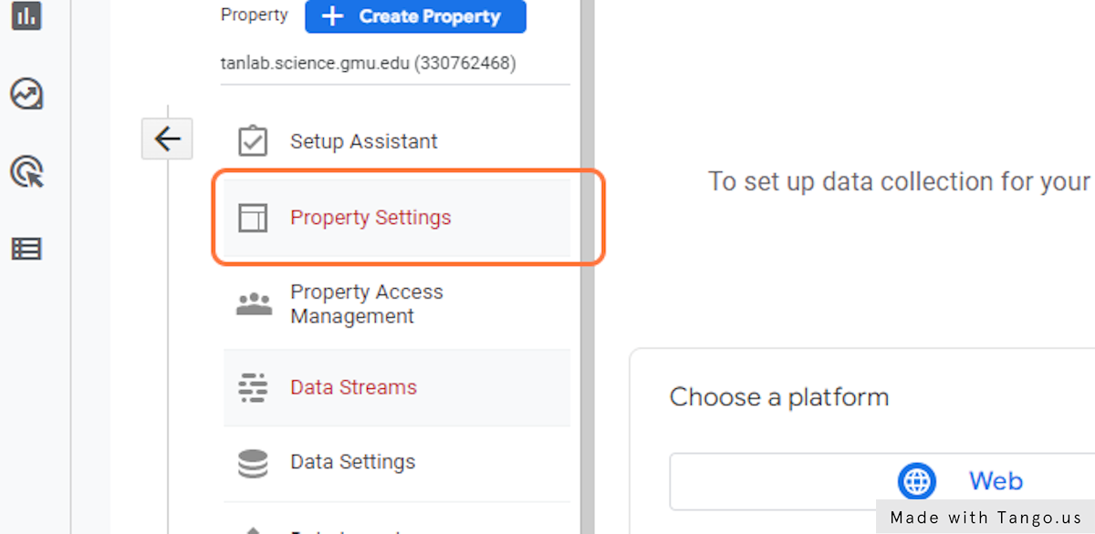 Click on Property Settings