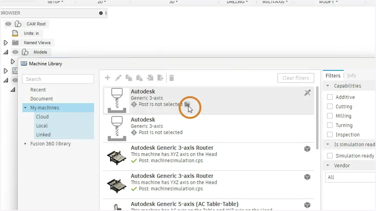 Select the folder icon that appears when to the right when you hover over the current selected post