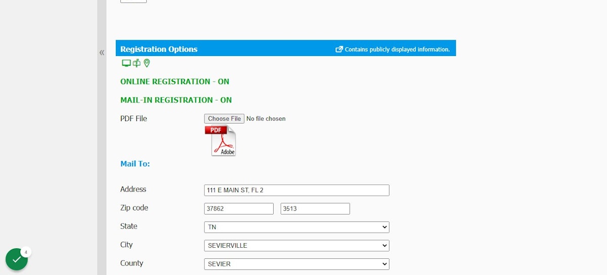 Click on Registration Options…