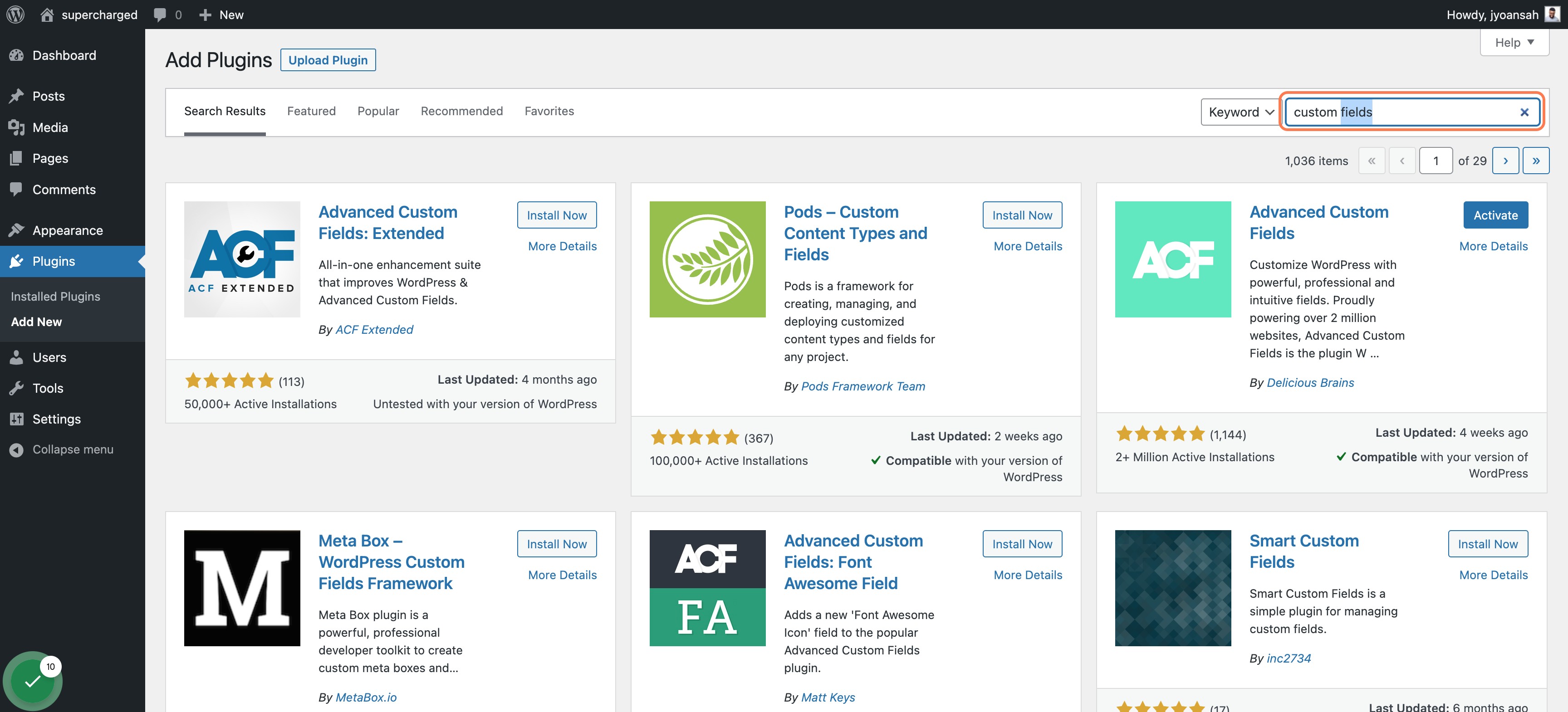 Click on Search Plugins