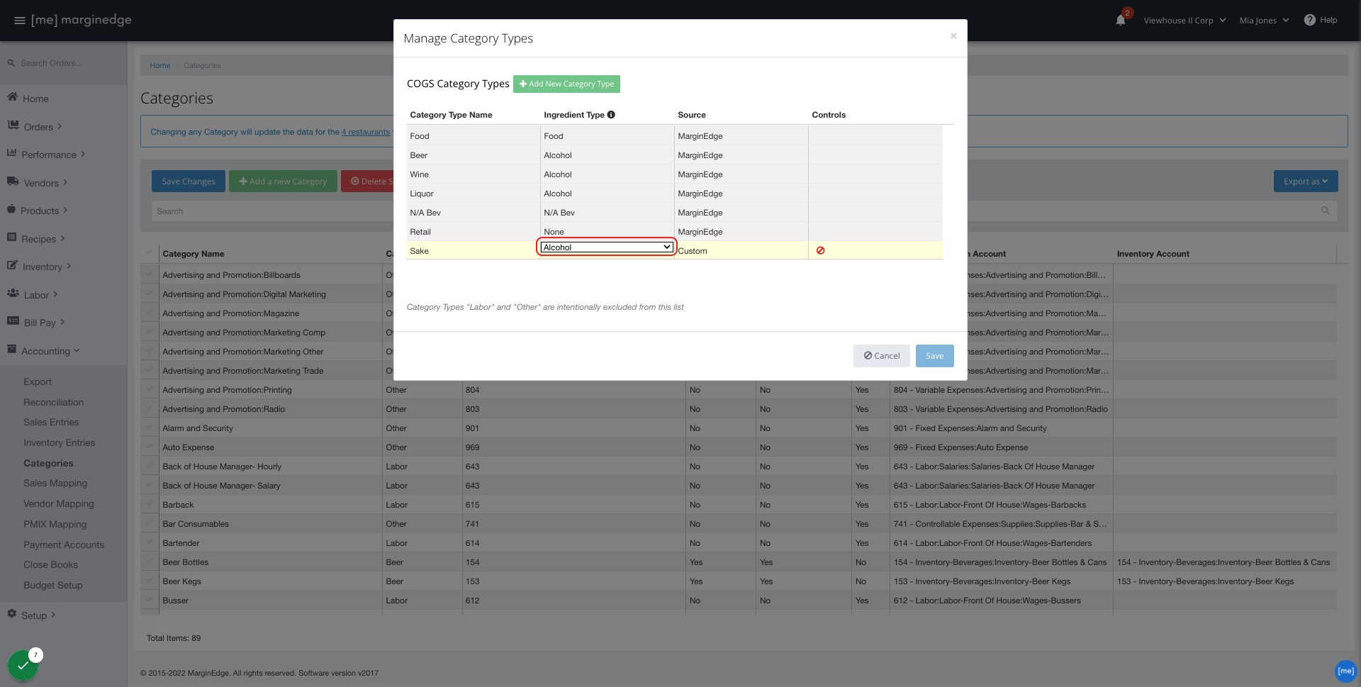 Adding A Custom Category Type - Walk-through – MarginEdge