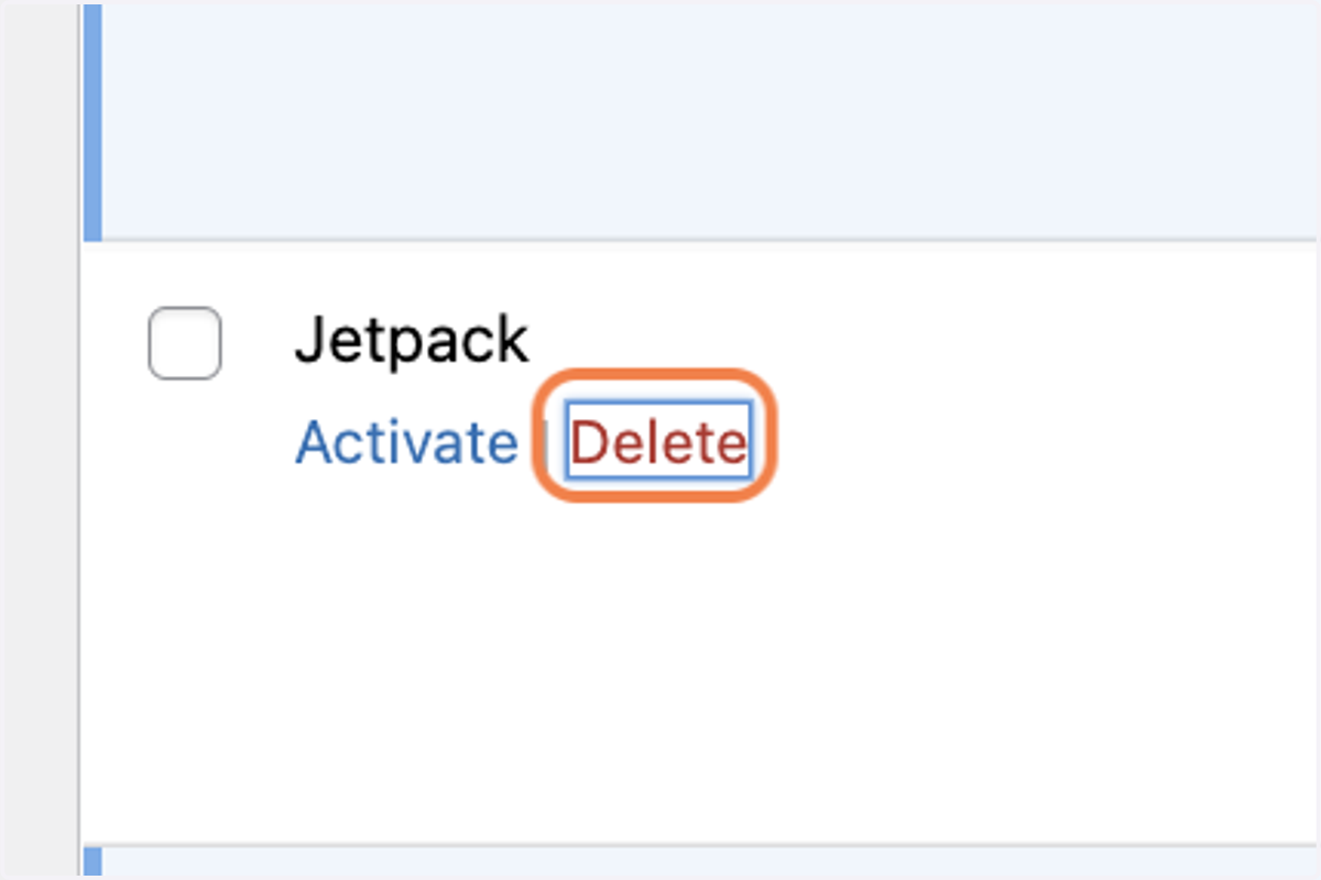 I deactivated JETPACK now I can Click on Delete