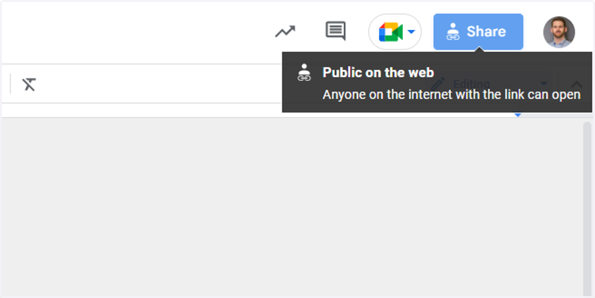 Configure the Share settings appropriately