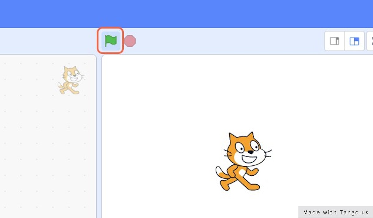 Trigger the Event by Clicking the Green Flag: Now the cat will answer your question in a text bubble.