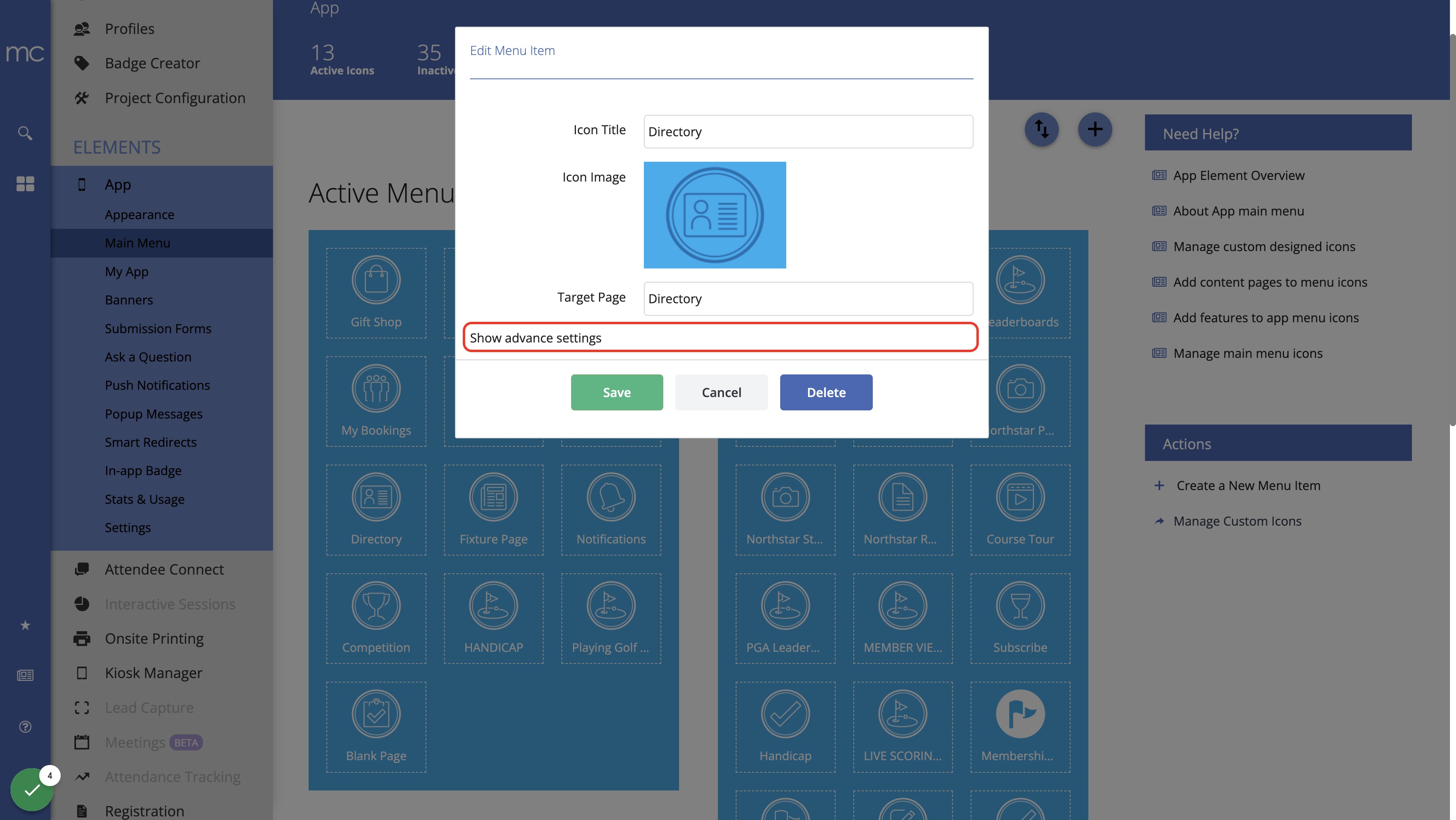 Click Show Advanced Settings