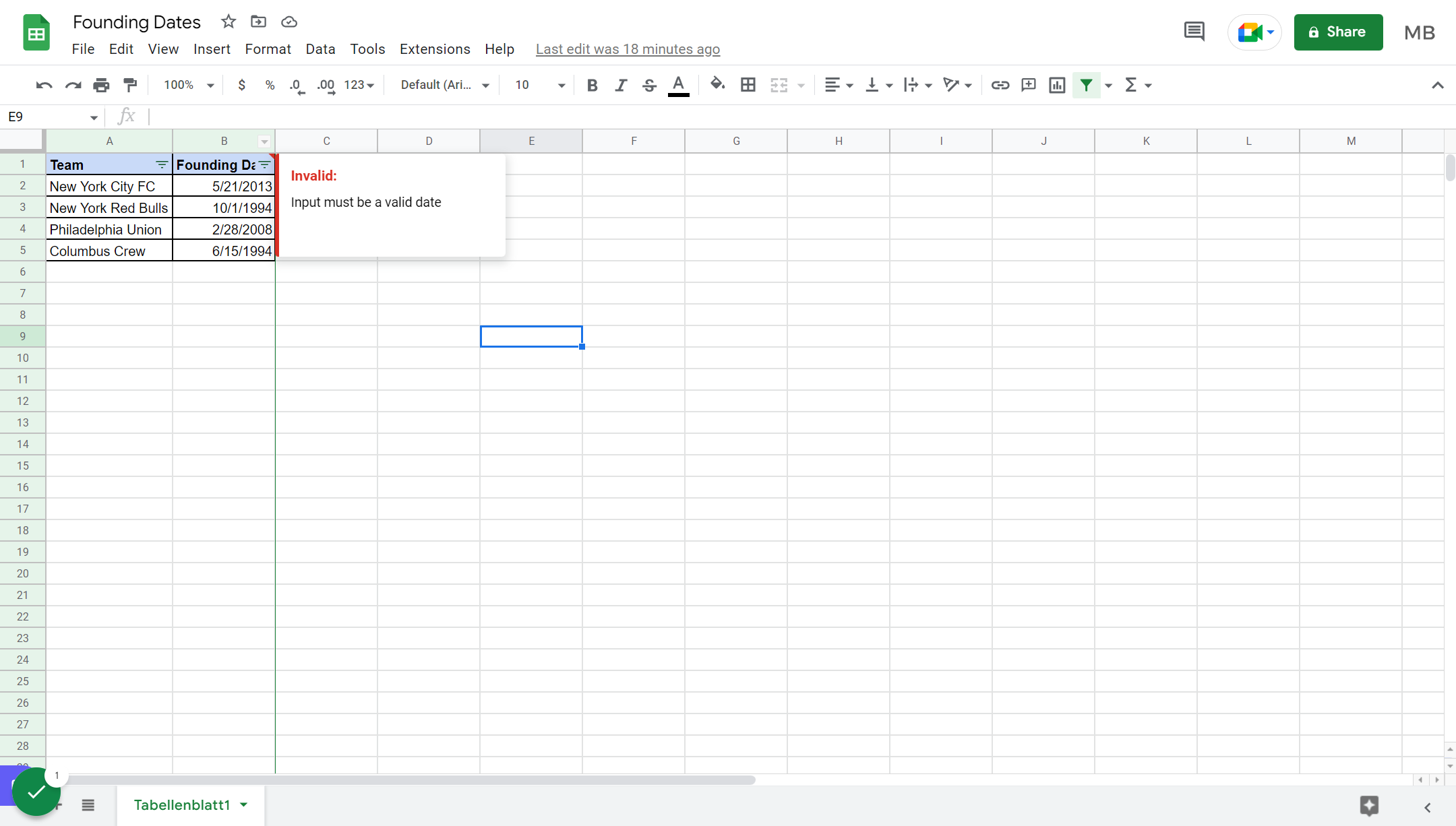 Select the column you want to sort