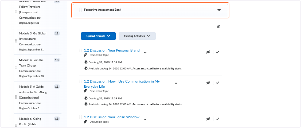 Instructor Support: A formative assessment bank with over 5 different assessments for part-time instructors to choose the most effective assessments for their section of learners